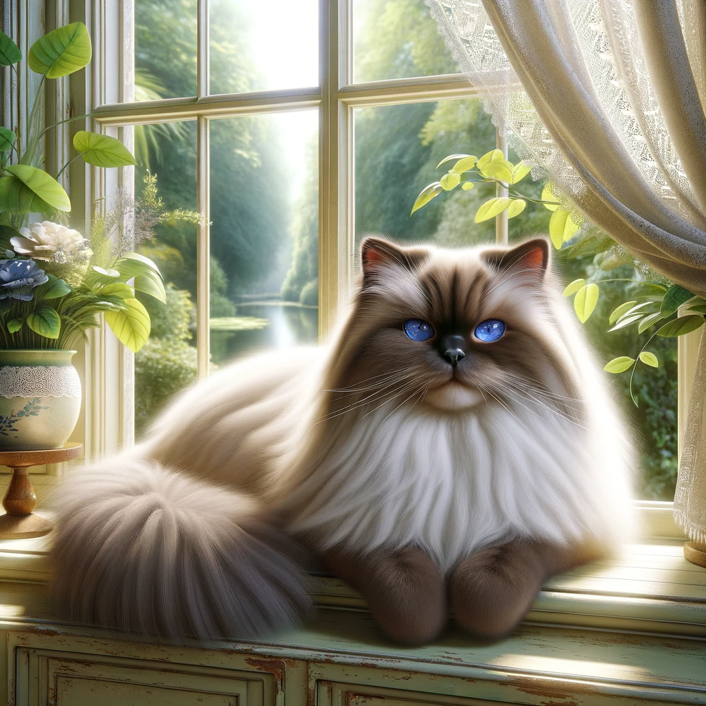 Himalayan cat with Glazing blue eyes